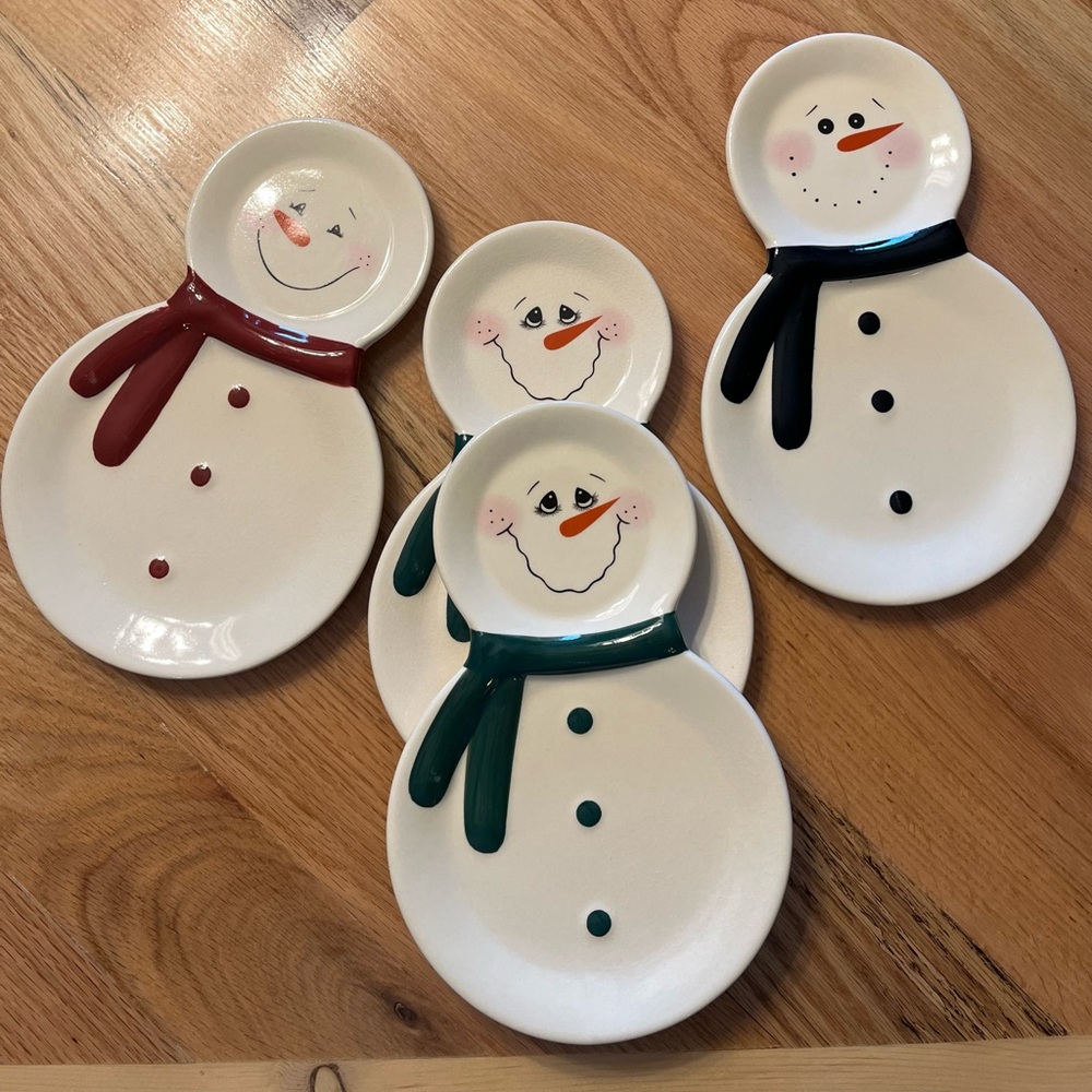 Snowman Ceramic Plate Set